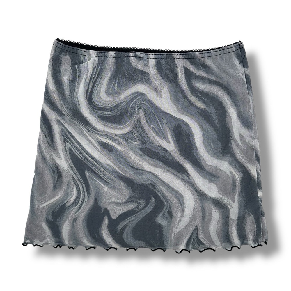 Urban Outfitters Mesh Mini Skirt S Gray Marble‎ Y2K Sheer Grunge Fairy Goth